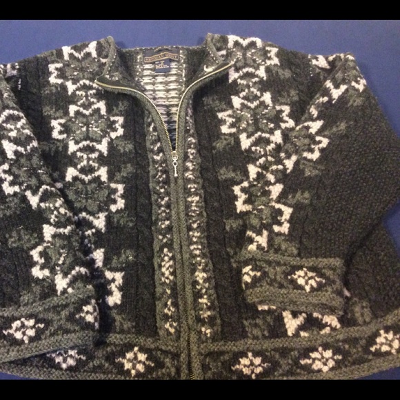 Herman Geist vintage hand knit wool sweater zip up Cardigan women’s size medium - Picture 8 of 8